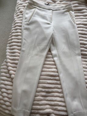 H&M Women's Straight-Leg Trousers in Off-White